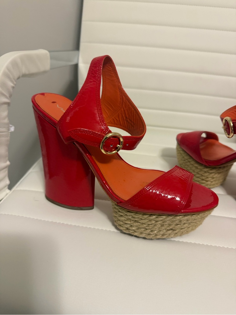 Via Spiga Red Patent Platform Slingback Heels - Picture 7 of 10